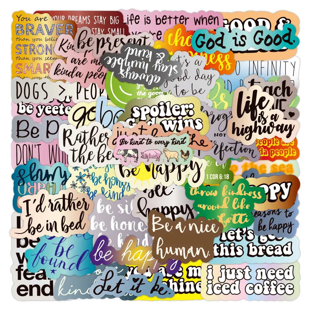 

10/30/50PCS New Popular Cartoon Inspiring Language Sticker Pack Skateboard Decoration DIY Laptop Kids Waterproof Decal Wholesale
