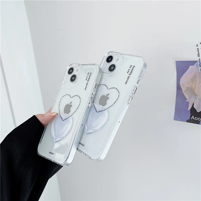 Ins-красивый и мягкий силиконовый чехол с серебряным рисунком сердца подходит для