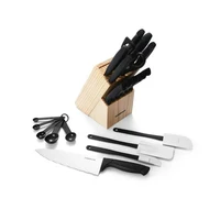 22-piece Wave Edge knife Block Set Stainless Steel Cutlery Set Kitchen Knife Set Chef Knives Stainless Steel Imitation Sanding