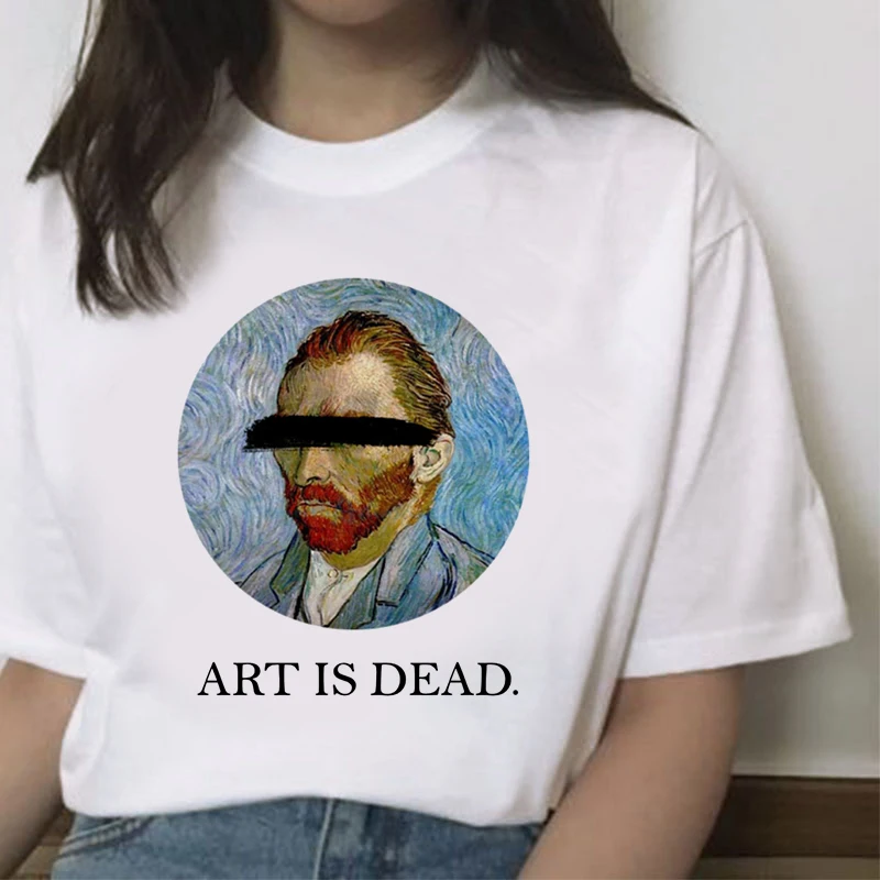 

Vintage Tshirt Fashion Top Tees Female Vincent Van Gogh Harajuku Aesthetic T Shirts Women Oil Painting Ullzang Funny T-shirt