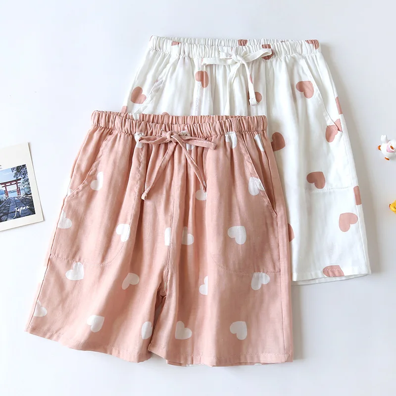 

Women Bottoms Cotton Ladies Pajama Pants Home Pants Cute Shorts Simple Elastic Waist Loose Short Sleep Pants Beach Shorts Grils