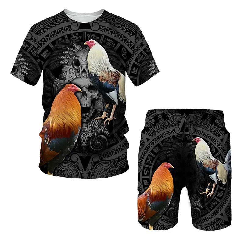 

Cool Rooster Hunting Camo 3D Print Short Sleeve T-shirt Male Shorts 2pc Set Men's Tracksuits Summer Fashion Men's Clothing Suit