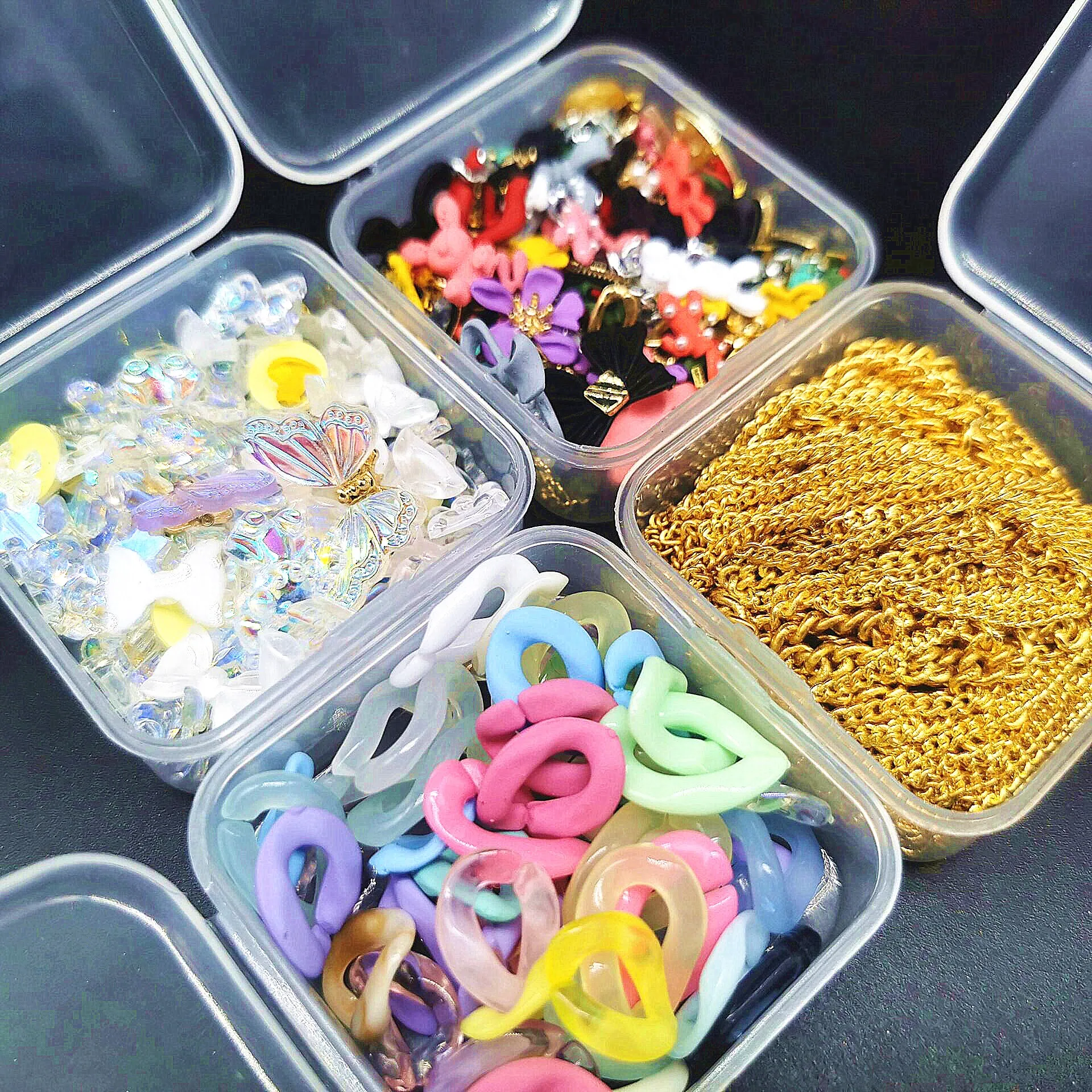 

1Box Mixde Nail Decoration Bear Chain Buckle Nail Art Decoration Flower Nail Manicure Decorations Metal Decoration