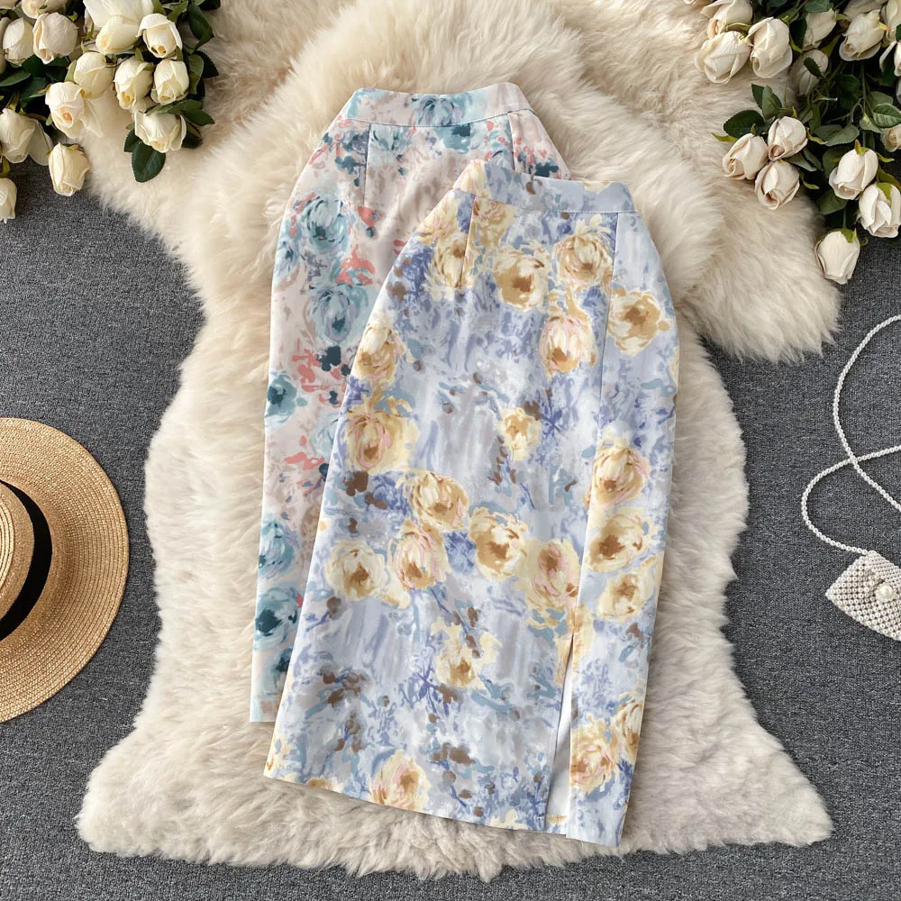 

Женская юбка средней длины с разрезом, весна-лето 2022, новая юбка средней длины с высокой талией и тонкая упаковка