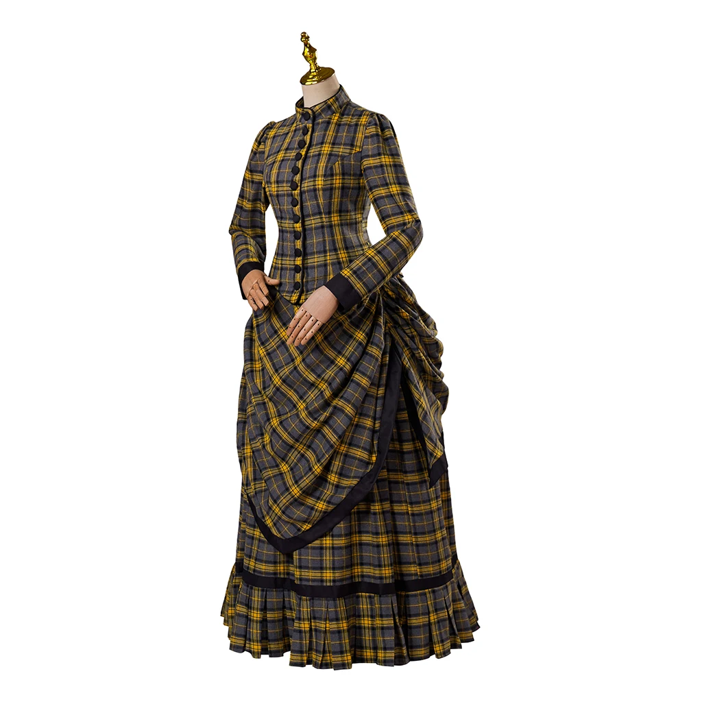 Викторианское бальное платье в желтую клетку 1920-х годов средневековое