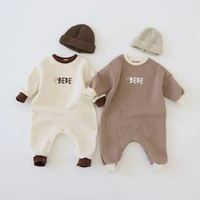 2022 spring new baby cartoon romper cute bear letter print jumpsuit for boys long sleeve clothes girls casual romper 0 24m