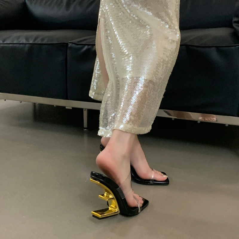 Сандалии женские на прозрачной танкетке серебристые Босоножки каблуке летние