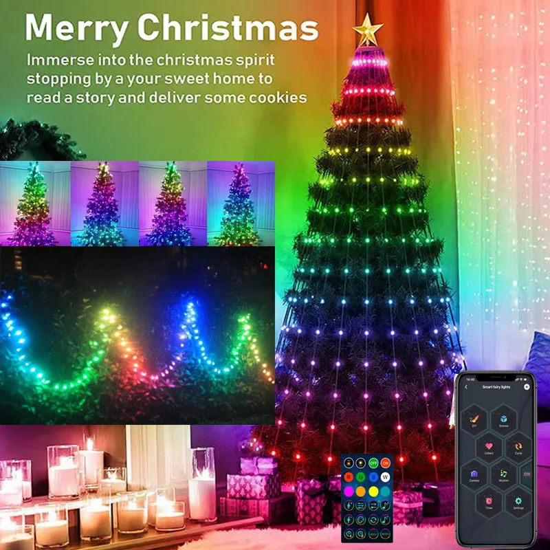 

Magic RGB Point Control Smart Horse Running Flowing Water Bluetooth Christmas Atmosphere LED Light Strip for Holiday Party Light