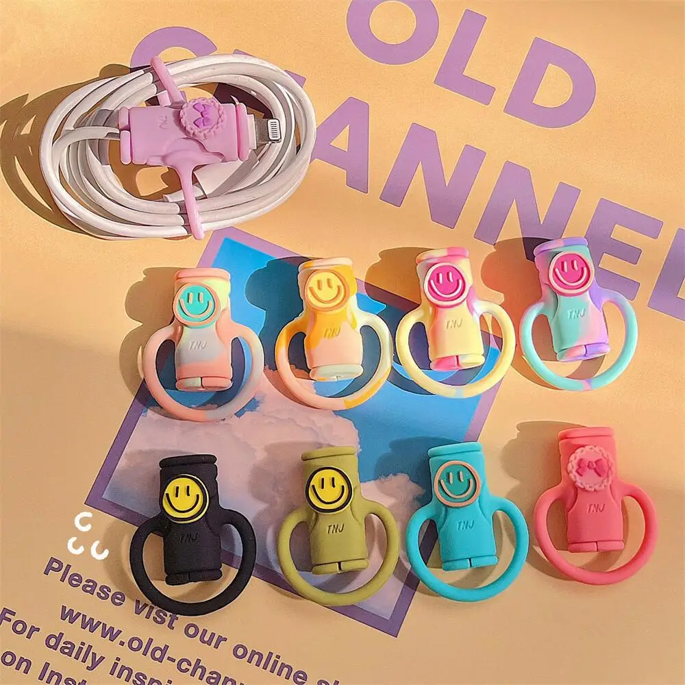 

2023 New Cartoon Smiling Face Data Cable Protector Suitable for Apple Android Data Cable Multi in One Winder