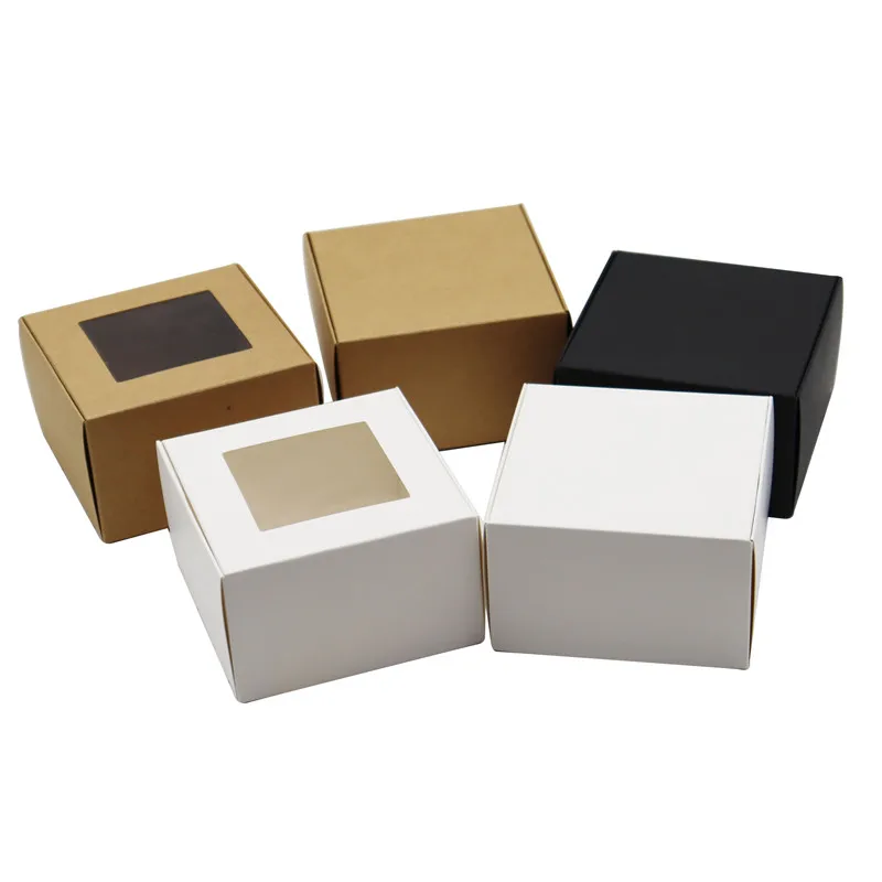 50 шт. Подарочная коробка из крафт-бумаги черно-белая |