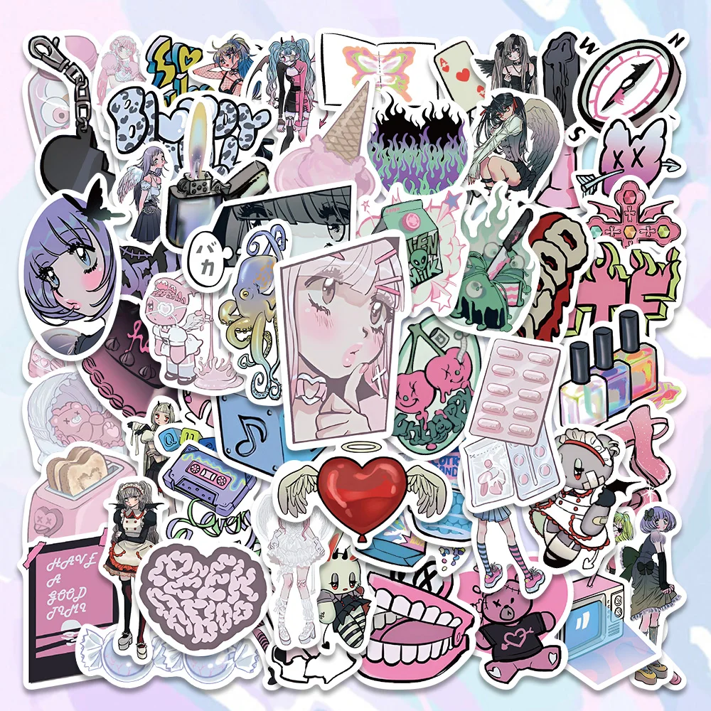 10/60 шт. Y2K Kawaii Domi девушки Готическая розовая наклейка s милые аниме эстетические наклейки для телефона чемодан ноутбук канцелярские товары автомобиль игрушка наклейка