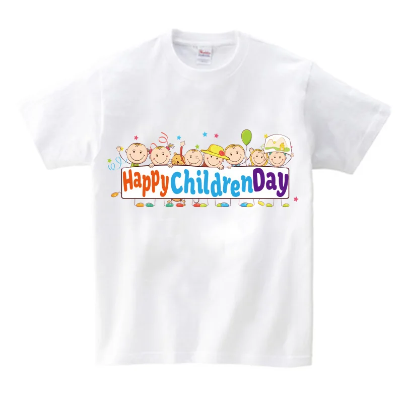 

2022 New Hot Sale Happy Children's Day Cartoon Clothes Print Boys Girls Round Neck Summer Kids Soft Cotton Boys Girls T Shirts