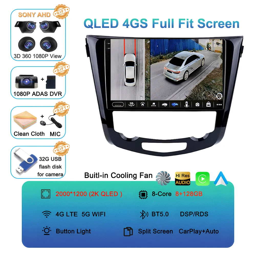 

Автомобильный радиоприемник Android 15 мультимедиа для Nissan X-TRAIL X Trail T32 Qashqai 2 J11 2013-2017 авторадио 2 Din Carplay gps без DVD