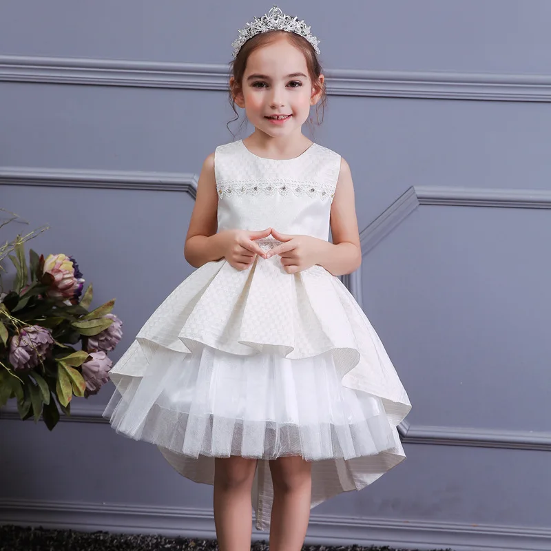 

Princess Dress For Girls 4-15 Years Wedding Pageant Hi-Lo Gown Girl Wedding Party Tulle Dresses Children Formal Clothing