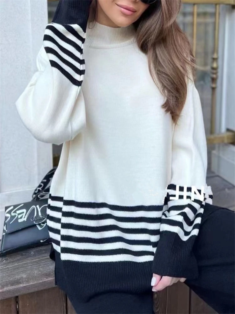 Женский Спортивный Костюм Trikotaj Realeft Комплект Из Двух Предметов Полосатый Свитер