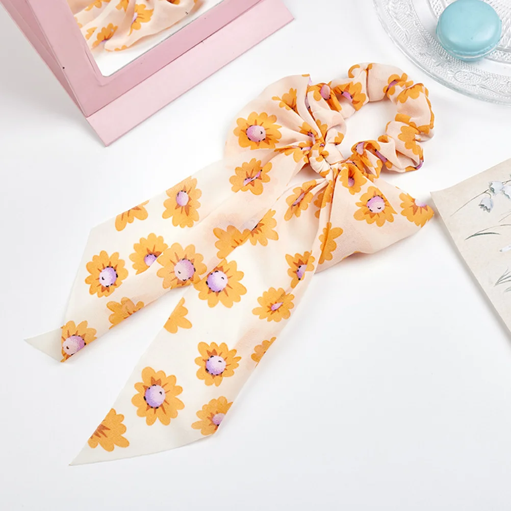 

Bow Tie Large Intestine Hair Girl Ponytail Holders Fashion Rope Floral Scrunchies Stretch Elastic Satin Head Scarf
