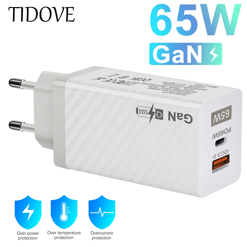 

Зарядное устройство TIDOVE сетевое с поддержкой быстрой зарядки, 65 Вт, QC 3,0 PD 3,0
