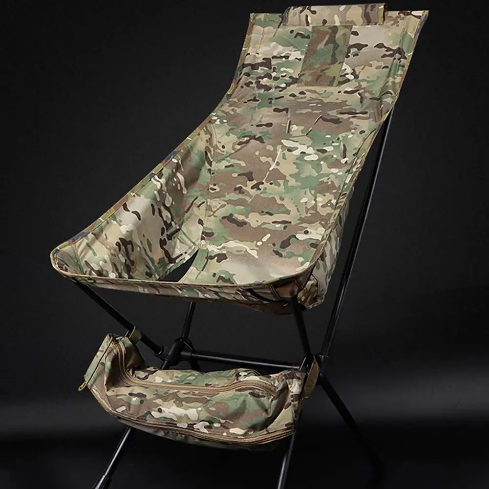 Outdoor Camping Tactical Beach Folding Chair Camouflage Portable Fishing Chair With High Backrest Side Bag enlarge