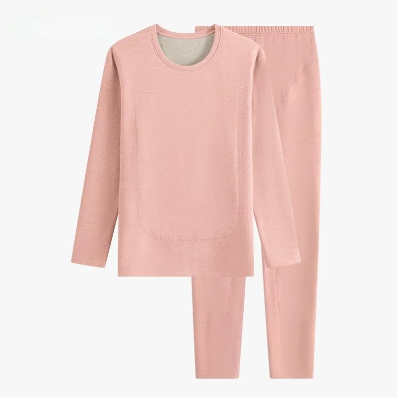 Женский увлажняющий шелковый кашемировый теплый костюм с круглым вырезом