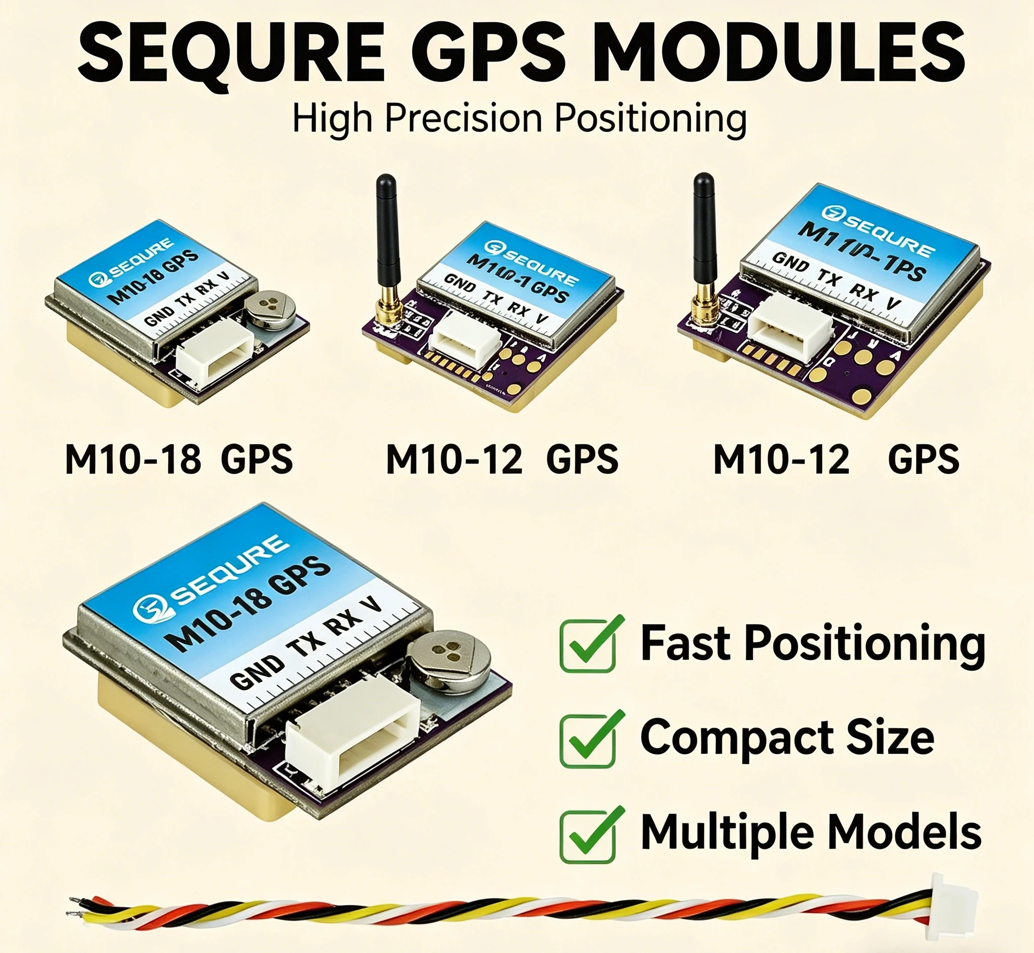 SEQURE M10-12 | M10-18 | M10-25Q GPS-модуль малого размера для быстрого позиционирования INVA BF, для гоночных дронов с фиксированным крылом, FPV-возврат, компас QMC5883L (art.: 3920d99aecfcd) - 3920d99aecfcd
