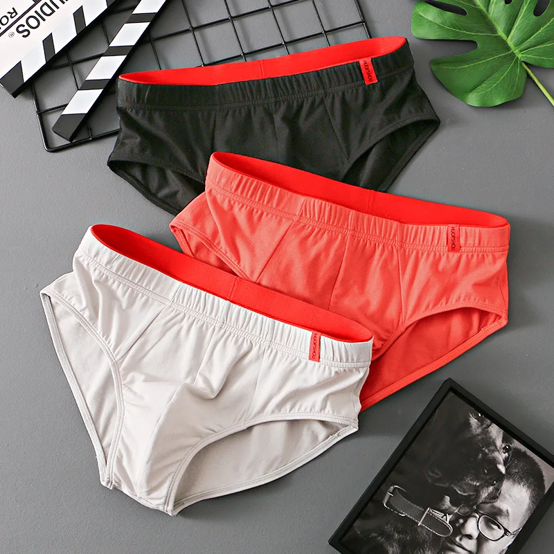 

Men'S Solid Cotton Triangle Low Rise Breathable Underwear