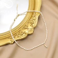 xlentag zircon golden feathers natural freshwater pearls long necklaces for women elegant korean jewelry gifts for valentines