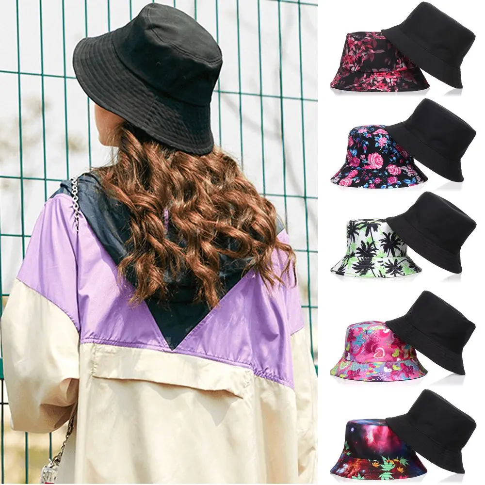 

Spring Summer Big Visors Anti-UV Double-Sided Bucket Hat Sun Hat Beach Cap Fisherman Cap