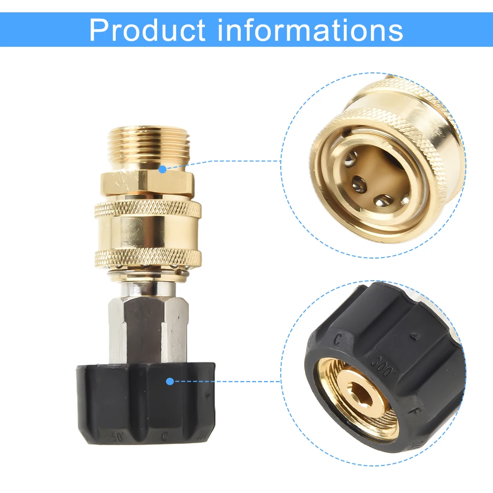 

Set Pressure Washer Adapter To 1/4“ 3/8“ Universal Swivel 14mm 15mm 5000 PSI Accessory Hose And Pump Quick Connect