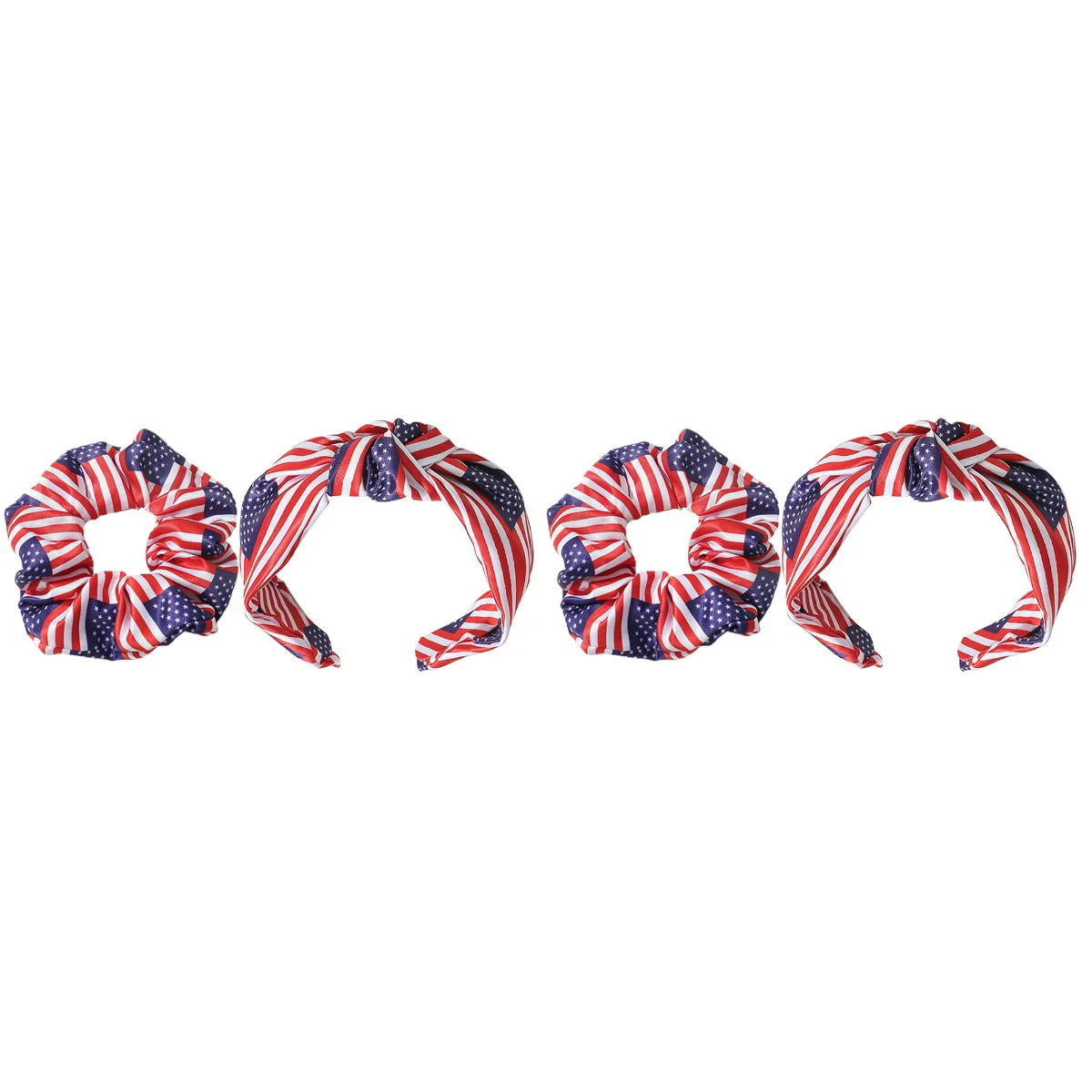 

2 Sets Independence Day Headband American Flags Stick Labor Headbands Party Hairbands Fabric Patriotic Scrunchies Decorations