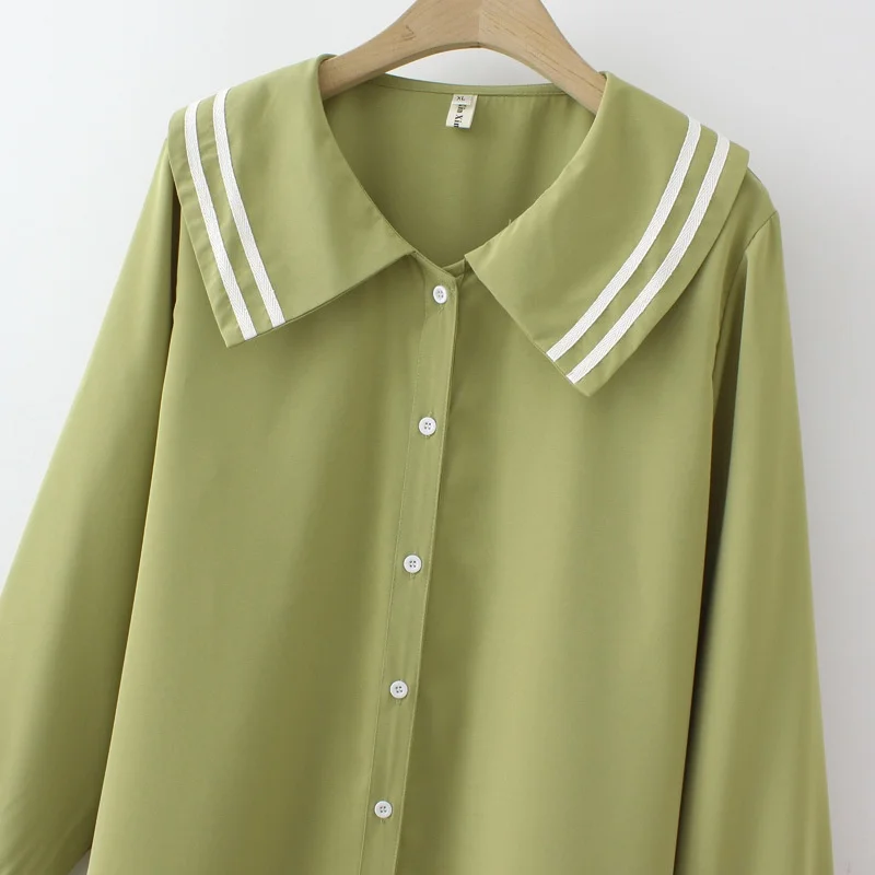 Plus Size Women's Striped Chiffon Blouses Long Sleeved Button Up Female Tops Ladies' Office-wear Muslimah Fashion Top