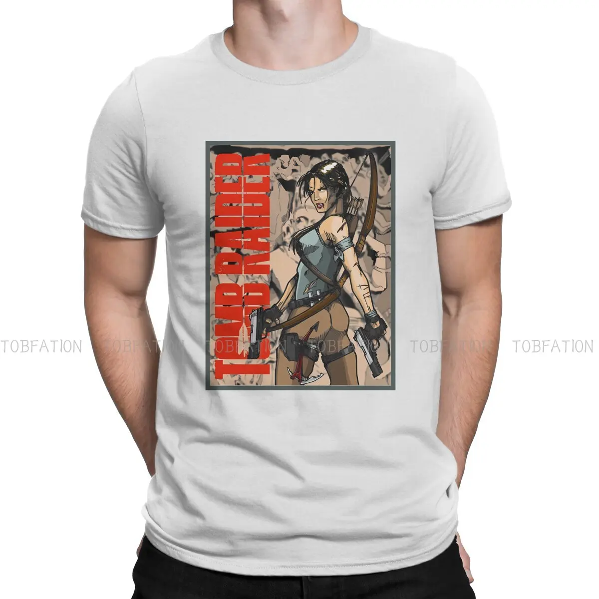 

Lara Croft TShirt For Men Tomb Raider Action Adventure Games Tops Style T Shirt 100% Cotton Printed Loose Creative Gift