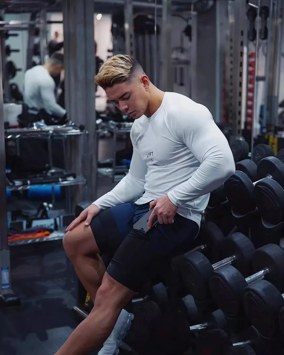 Мужские Двухслойные Тренировочные Шорты Эластичные Капри Для Фитнеса