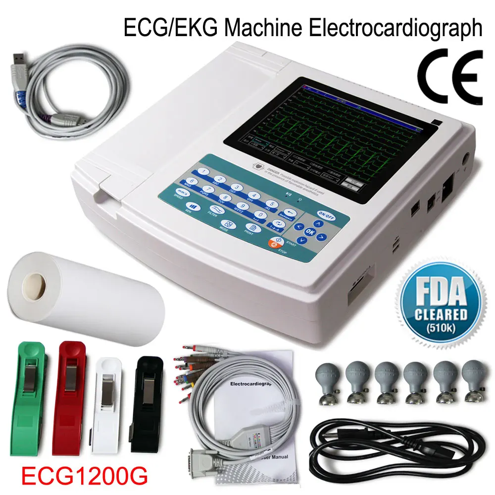 ECG1200G 5 5-дюймовый сенсорный экран цифровой электрокардиограф 12 каналов
