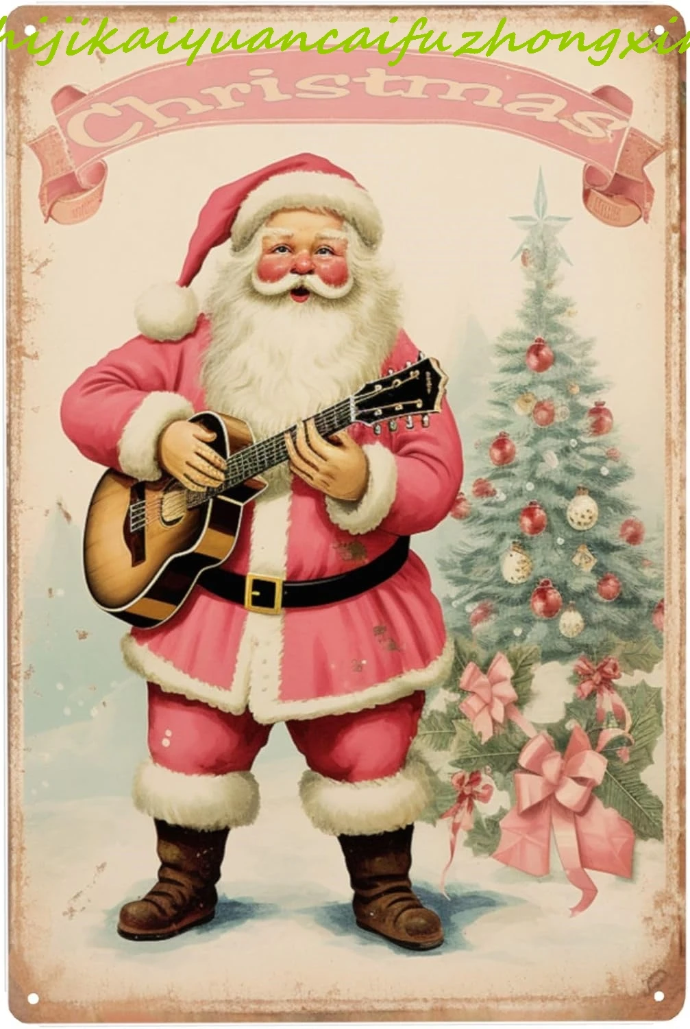 SJKY OMMIIY Декор 8 x 12 дюймов Розовый Рождественский Санта-Клаус Шебби-шик Винтажная