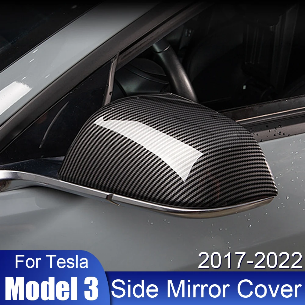 

Carbon Fiber 2Pcs for Tesla Model 3 2017-2022 Replacement Rearview Mirror Cover Cap Car Accessories ABS Side Mirror Cover