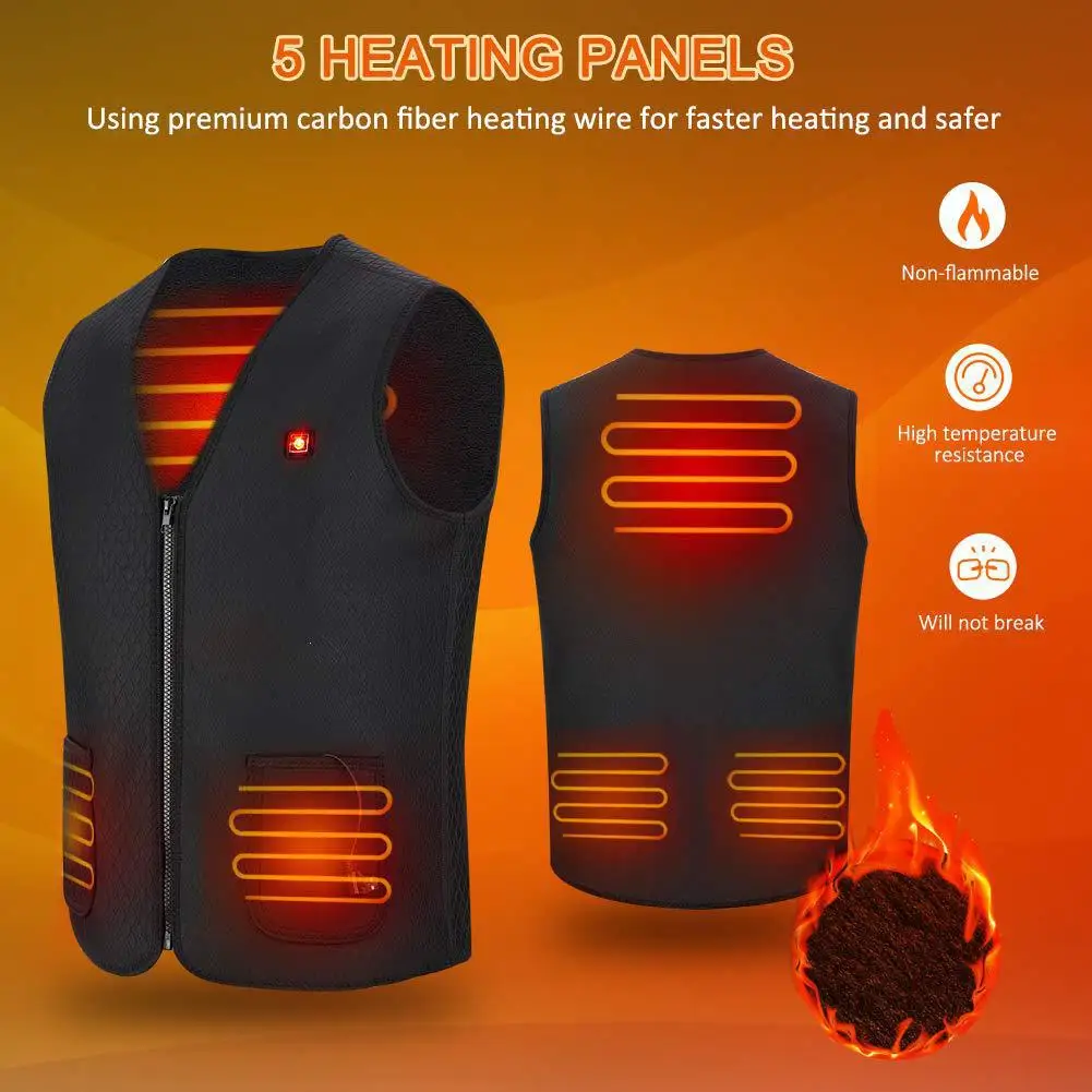 New V-neck intelligent heating vest men USB electric heating vest winter heating suit business leisure outdoor cold protection