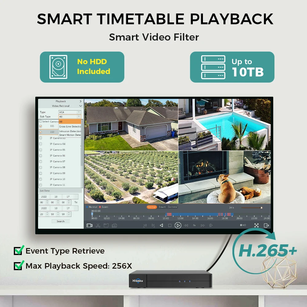 Фото Сетевой видеорегистратор Hiseeu 8CH 4K PoE NVR, 8-канальный для HD 8MP 5MP 6MP 4MP 3MP IP POE камера H.265 №4