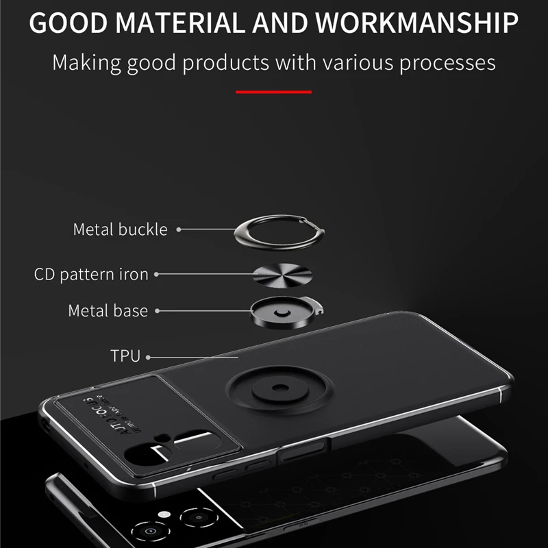 For Poco M4 5G Case Cover For Poco M4 5G Capas New Shockproof Back Soft Ring Magnetic Holder For Cover Xiaomi Poco M4 5G Fundas
