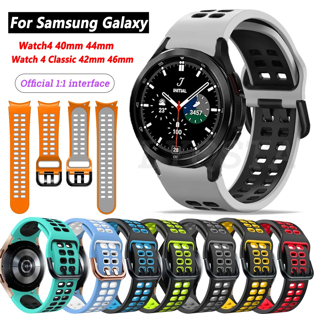 

Ремешок силиконовый для наручных часов, браслет с изогнутым концом для Samsung Galaxy Watch 4 Classic 46 42 мм, аксессуары для часов 4 44 40 мм, 20 мм