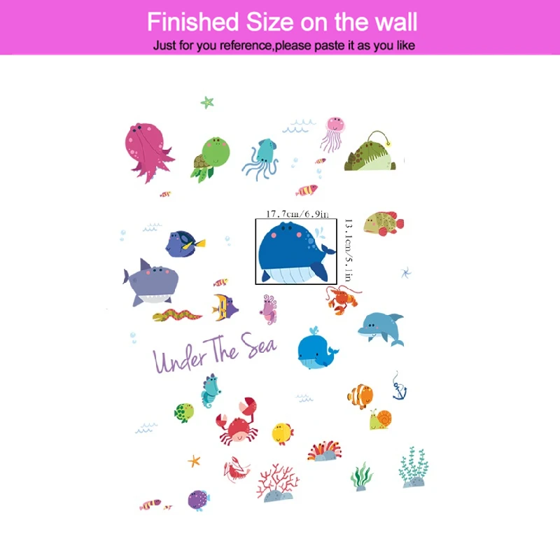 Настенная Наклейка в виде рыбы акулы Кита черепахи Дельфина для детской комнаты