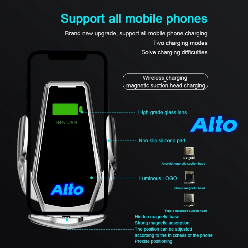 

For Suzuki Alto Accessories Smart Induction Wireless Charging Car Phone Holder For Alto Suzuki Accessories