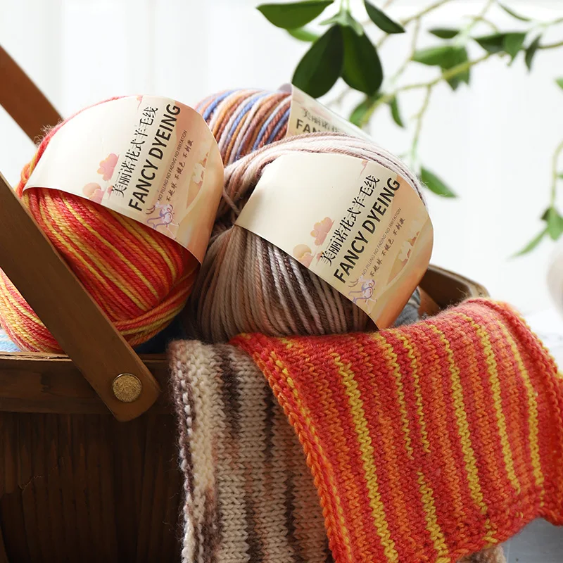 50 г/рулон пряжа из мериносовой шерсти детская шерсть радужная окрашенная для