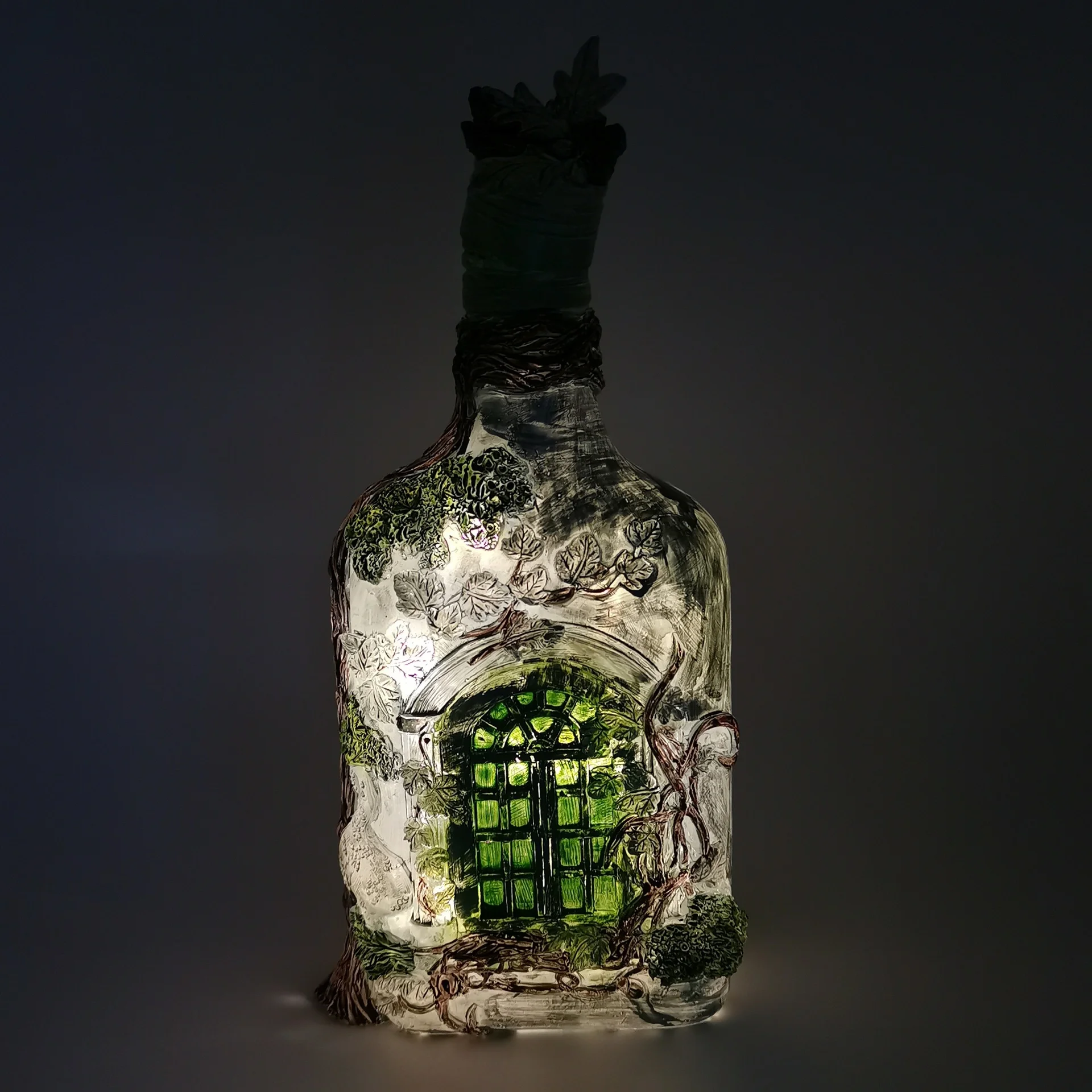retro mysterious forest fairy angle fairy house luminous wine bottle resin ornaments luminous garden yard home decoration decor free global shipping