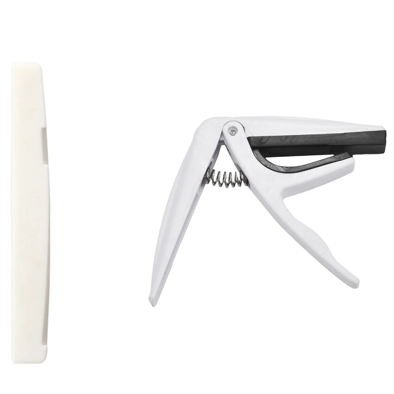 

Folk Saddle Bridge Bone Bone Guitar Saddle & Quick Change Trigger Capo Key Clamp Fr Acoustic Ukulele, 02 White