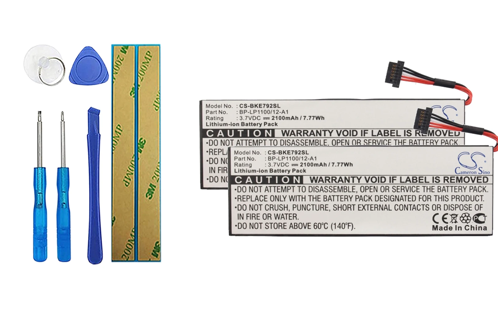 

2pack 2100mA Battery for Becker BE7928, Traffic Assist 7928 BP-LP1100/12-A1