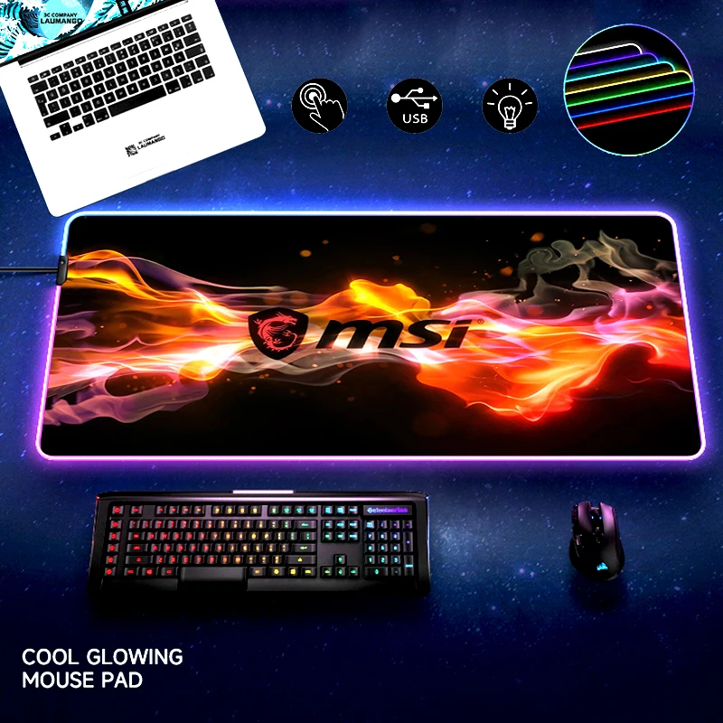 

Keyboard Mat MSI Computer Mouse Pad Backlight Alfombrilla Xxl Gaming Laptop RGB Mousepad Mats Mause Gamer Pc Large Tapis Souris