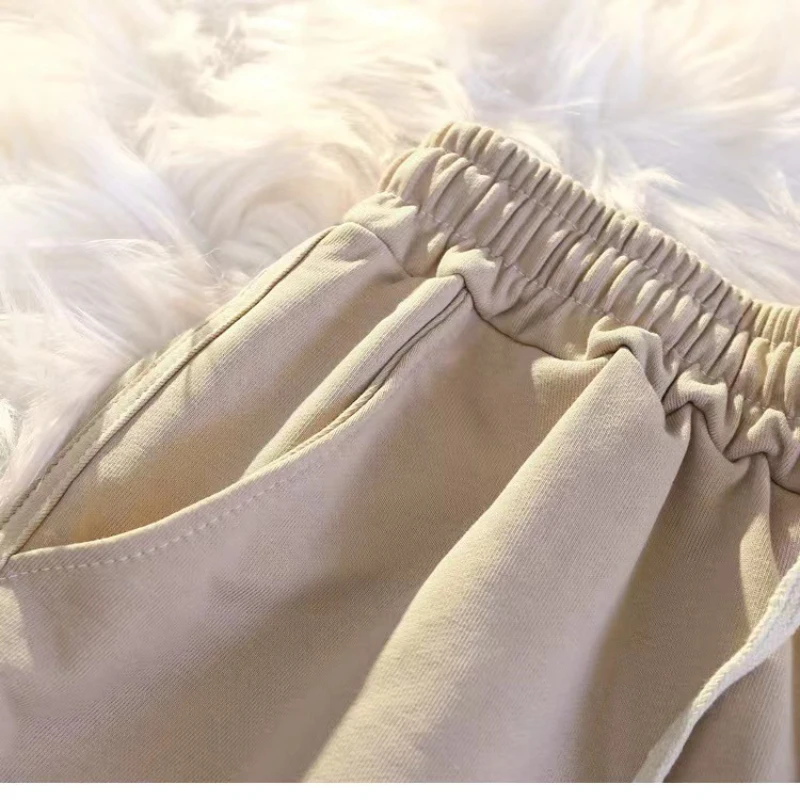 Women Shorts Letter Embroidery Korean Shorts Elastic Waist Loose Casual Sport Shorts Outerwear Wide Leg Pants Female Bottoms2023