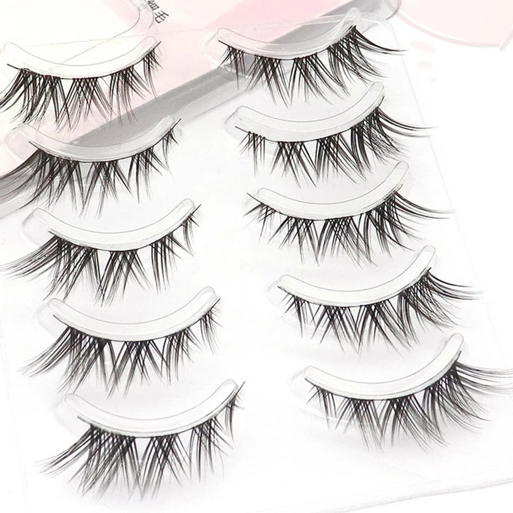 

5 Pairs Fake Eyelashes Natural Curling Faux Lashes High-Grade Fiber Fluffy Grafted Extension Eye Makeup Tool Pestañas Postizas