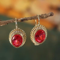 fashion gold filled natural beauty red crystal womens earring earrings womens earrings wedding anniversary gift
