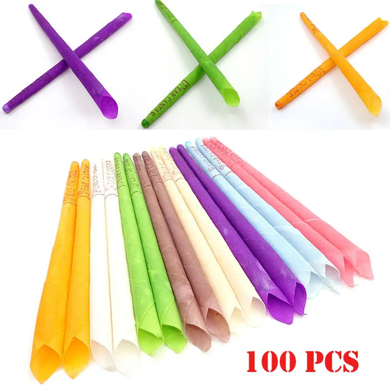 

100Pcs Ear Candles Ear Wax Removal Cleaning Candles Indiana Therapy Natural Beewax Hollow Coning Ear Candles Ear Care Tools